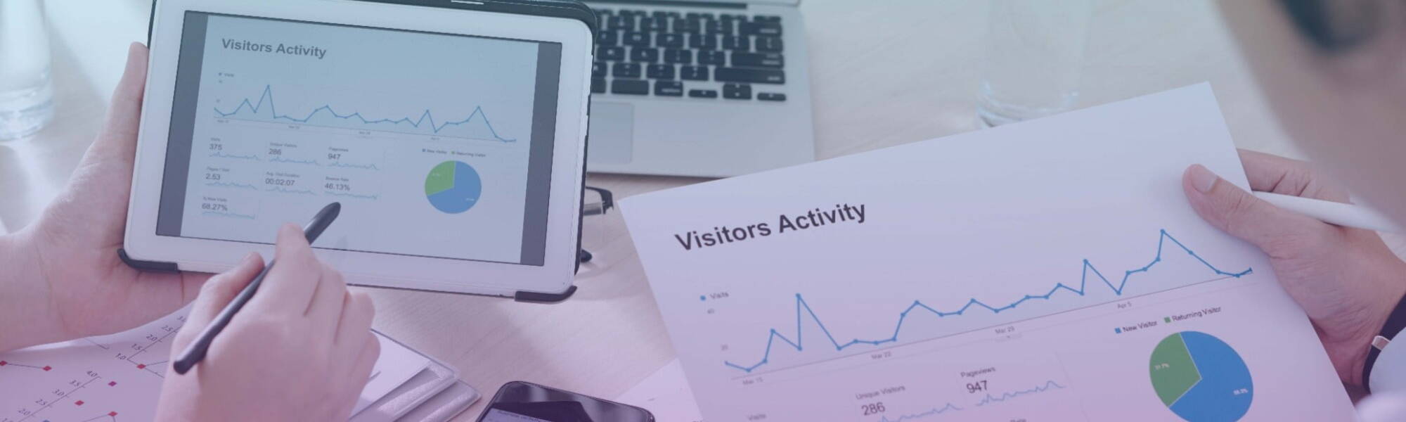 People looking at visitor activity stats